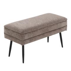 Black Metal, Brown Fabric Neapolitan Storage Bench