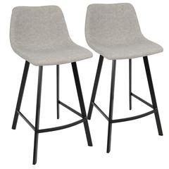 Grey PU Fabric, Black Legs Outlaw Counter Stool - Set of 2
