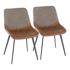 Black Metal, Espresso PU, Brown Fabric Outlaw Two-Tone Chair - Set of 2