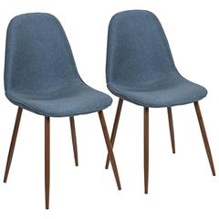 Walnut, Blue Pebble Dining Chair - Set of 2