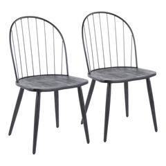 Black Metal, Black Wood Riley High Back Chair - Set of 2