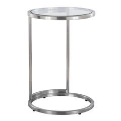 Stainless Steel, Clear Glass Round Zenn End Table