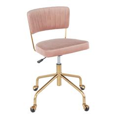 Tania Contemporary Task Chair in Gold Metal and Pink Velvet