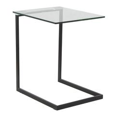 Black Metal, Clear Glass Zenn End Table