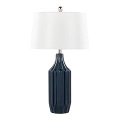 Gloss Dark Blue Ceramic, White Shade Stella 23" Ceramic Table Lamp