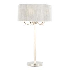 Polished Nickel, Grey Linen Lily 30" Metal Table Lamp