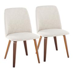 Walnut Wood, Beige Fabric Toriano Dining Chair - Set of 2