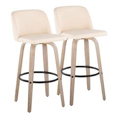 White Toriano 26" Fixed Height Counter Stool - Set of 2