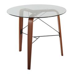 Walnut Wood, Clear Glass Trilogy Round Dinette Table