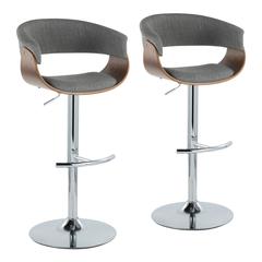 Grey Vintage Mod Adjustable Height Barstool - Set of 2