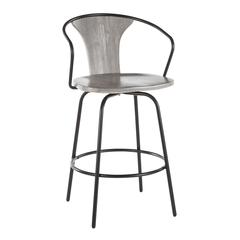 Black Metal, Grey Wood Waco Industrial Counter Stool