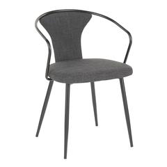 Black Metal, Grey Fabric Waco Upholstered Chair