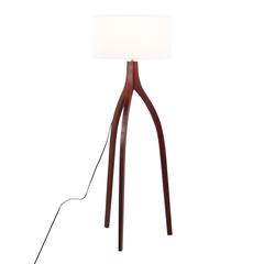 Walnut Wood, White Fabric Wishbone Floor Lamp