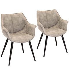 Black Metal, Light Grey Wrangler Chair - Set of 2