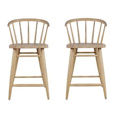 Fitz Traditional Solid Wood Curved Back Spindle Counter Stool