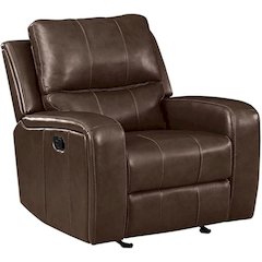 Linton Leather Glider Recliner-Brown