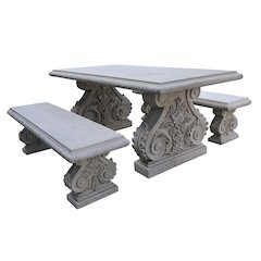 Classic Acanthus Garden Table and Bench set of 3 (KIT)