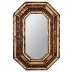 Peruvian Painted Glass Octagonal Mirror