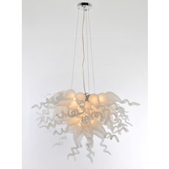 Frosted White Blown Glass Chandelier