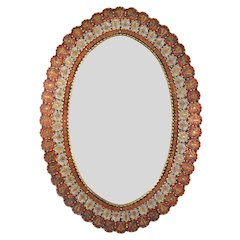 Peruvian Painted Glass Scalloped Mirror