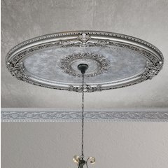 Antique Silver Petite Oval Ceiling Medallion
