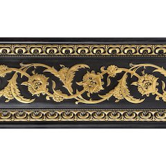 Gold Floral on Wood Tone Chair Rail 94 Inch
