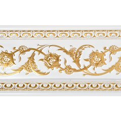Gold on French White Floral Chair Rail 94 Inch