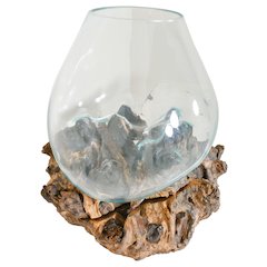 Glass Bowl On Wood Medium