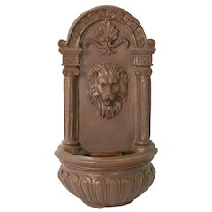 Terra Cotta Lion Hanging Wall Fountain