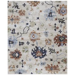 Melrose Transitional Floral & Botanical, Ivory/Red/Blue, 6'-7" x 9'-6" Area Rug