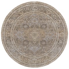 Celene Traditional Medallion, Tan/Brown/Ivory, 7'-9" x 7'-9" Round Rug
