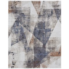 Gilmore Modern Color Block, Blue/Ivory/Taupe, 10' x 14' Area Rug