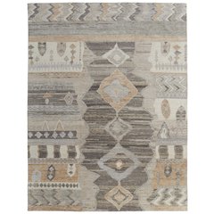 Kasbah Transitional Moroccan, Ivory/Gray/Orange, 7'-9" x 9'-9" Area Rug