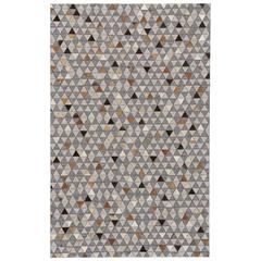 Fannin Handmade Mosaic Leather Rug, Wolf Gray/Rust, 5ft x 8ft Area Rug, 7380755FMLT000E10