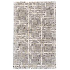 Fannin Handmade Leather Trellis Rug, Sudan Bronw/Gray, 5ft x 8ft Area Rug, 7380756FIVYSNDE10