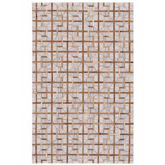 Fannin Handmade Leather Trellis Rug, Sudan Brown/Gray, 5ft x 8ft Area Rug, 7380756FSUDSLTE10