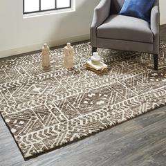 Colton Modern Mid-century Tribal Rug, Brown/Charcoal Gray, 3ft-6in x 5ft-6in, 8748627FCHL000C50