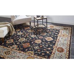 Carrington Traditional Oushak Rug, Geometric Floral, Black/Gold, 2ft x 3ft Accent Rug, 9826500FCHLLBLP00