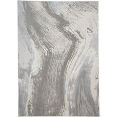 Azure Modern Abstract, Gray/Ivory/Blue, 8' x 10' Area Rug