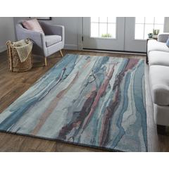 Amira Contemporary Watercolor Rug, Crystal Teal/Red/Tan, 5ft x 8ft Area Rug, AMI8634FTELMLTE10