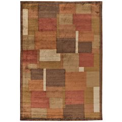Keystone Transitional Color Block, Green/Brown/Orange, 5'-6" x 8'-6" Area Rug