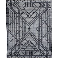 Vivien Art Deco Hand Knot Wool Rug, Graphite Gray/Denim, 5ft x 8ft Area Rug, 8046554FGRYBLUE10