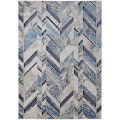 Indio Modern Herringbone, Ivory/Blue/Gray, 9'-2" x 12' Area Rug