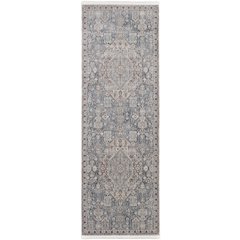 Marquette Transitional Medallion, Blue/Ivory, 2'-8" x 10' Runner