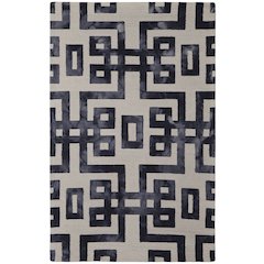 Lorrain Tufted Greek Key Wool Rug, Noir Black, 2ft x 3ft Accent Rug, 6108568FNOR000P00