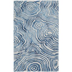 Lorrain Modern Abstract, Blue/Ivory, 2' x 3' Accent Rug