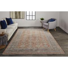 Marquette Rustic Persian Farmhouse Rug, Rust/Aegean Blue, 2ft x 3ft Accent Rug, MRQ3761FRSTBLUP00