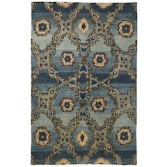 Amzad Transitional Ikat, Blue/Gray/Tan, 5'-6" x 8'-6" Area Rug
