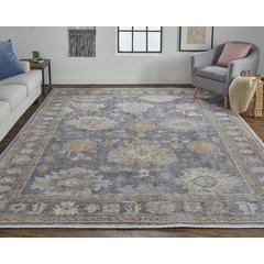 Wendover Eco Friendly PET Oushak Rug, Stone Blue/Apricot Tan, 5ft x 8ft Area Rug, WND6842FCHL000E10