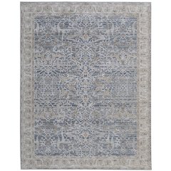 Pasha Transitional Ikat, Blue/Taupe/Ivory, 9'-0" x 12'-8" Area Rug